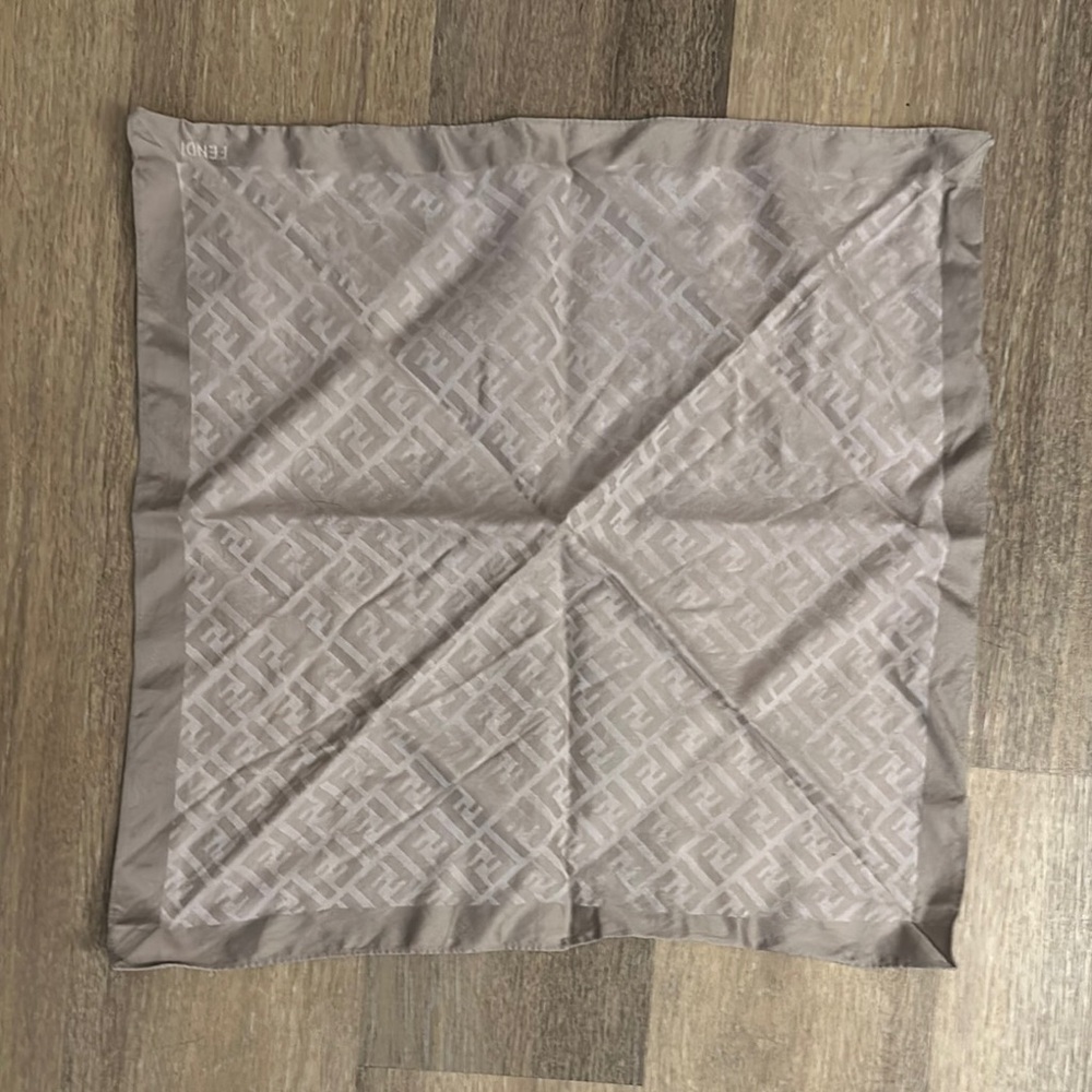 Fendi Gray Monogram Silk Scarf